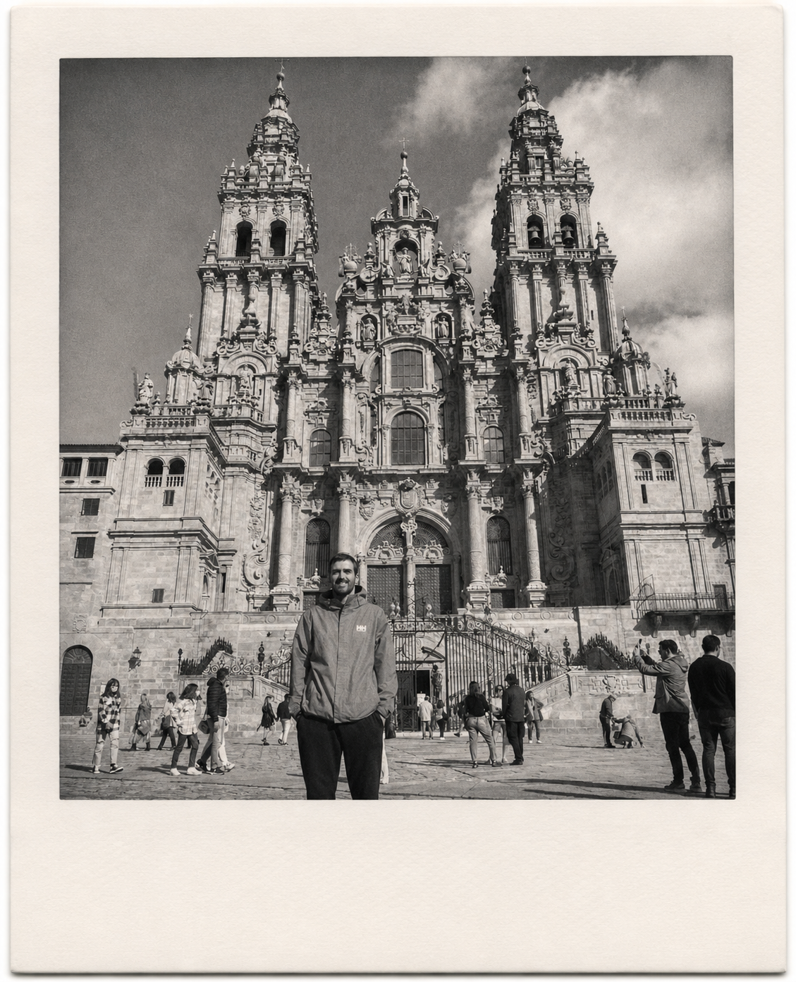 Álvaro in front of Santiago de Compostela Cathedral